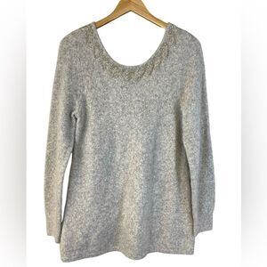 Soft Surroundings Gray Sweater with Silver Beading Size Medium